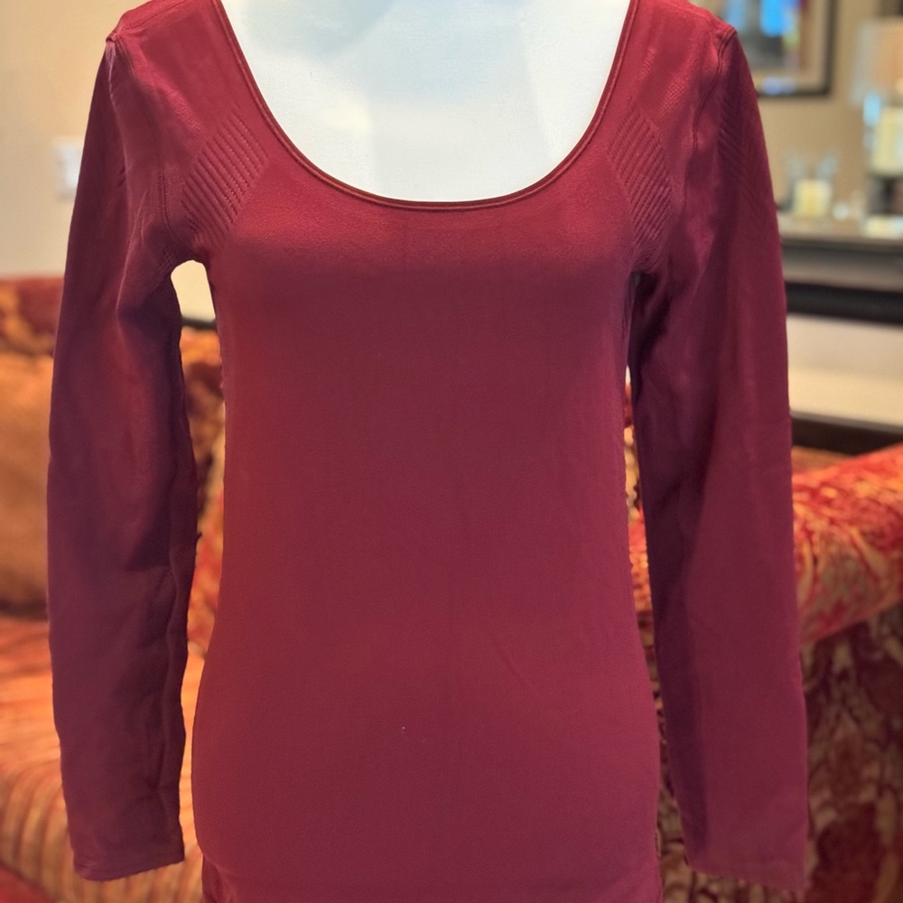Lululemon Athletica Red Fitted Long Sleeve Bodysuit